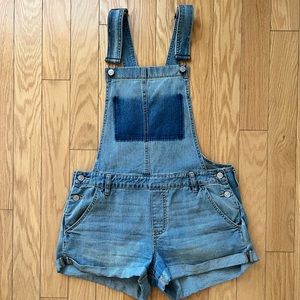 Denim overall shorts